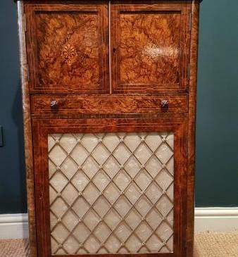 Victorian Burr Walnut Secretaire Cabinet