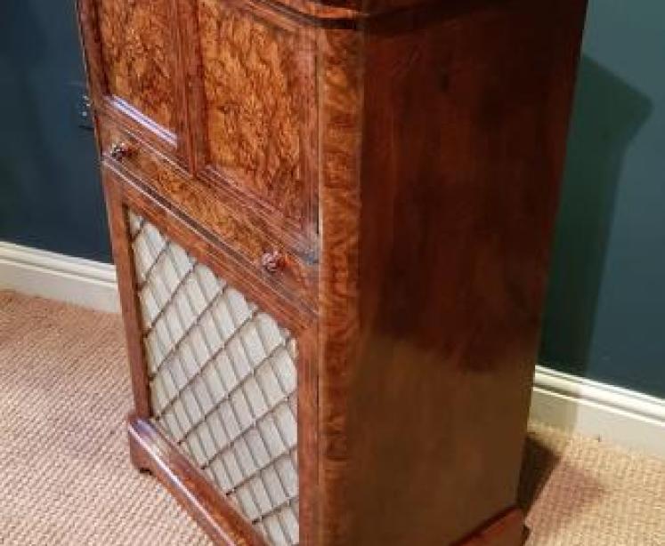 Victorian Burr Walnut Secretaire Cabinet - Image 3
