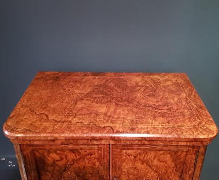 Victorian Burr Walnut Secretaire Cabinet - Image 6