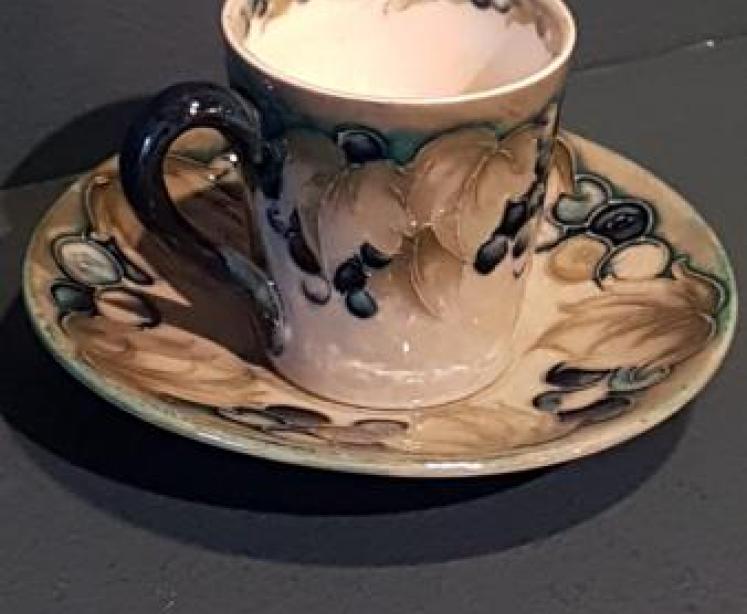 Moorcroft Leaf and Berries Coffee Can and Saucer - Image 1