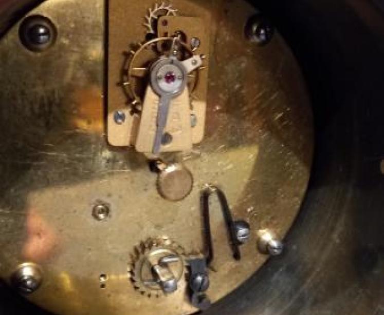 Antique Sheraton Inlaid Arched Top Mantel Clock - Image 4