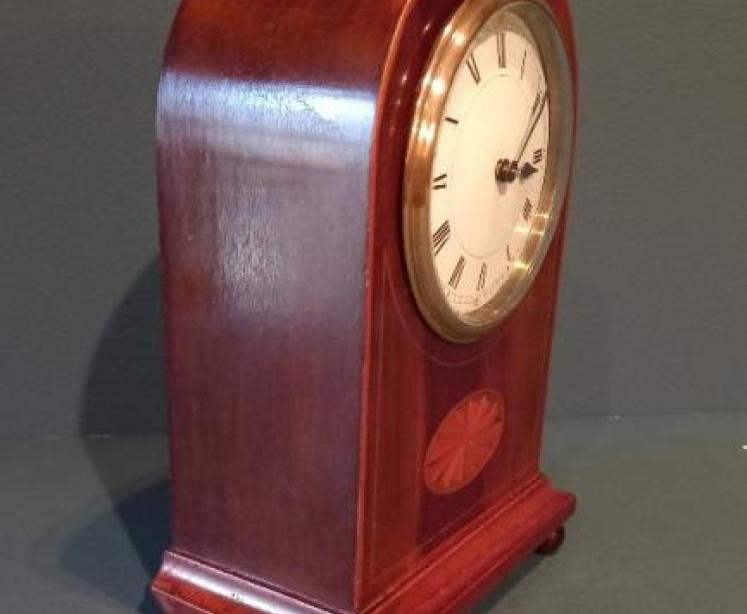 Antique Sheraton Inlaid Arched Top Mantel Clock - Image 7
