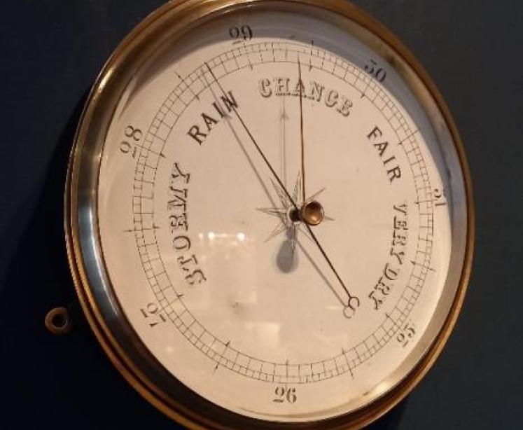 Large Antique Steel & Brass Ship's Marine Barometer - Image 2