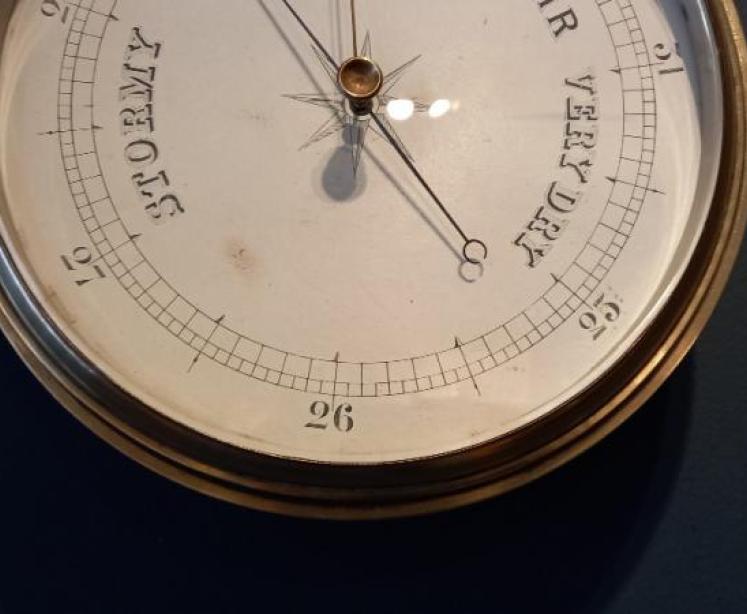 Large Antique Steel & Brass Ship's Marine Barometer - Image 6