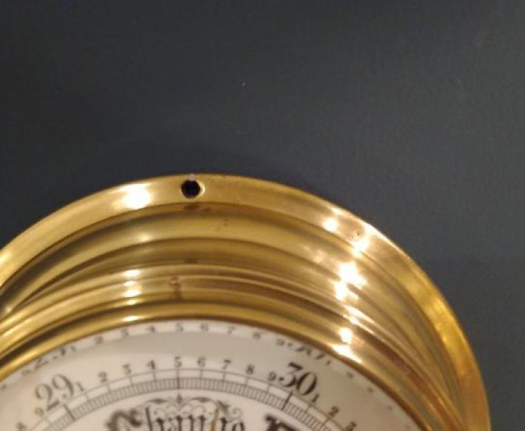 Victorian Polished Brass Ship's Bulkhead Barometer - Image 4