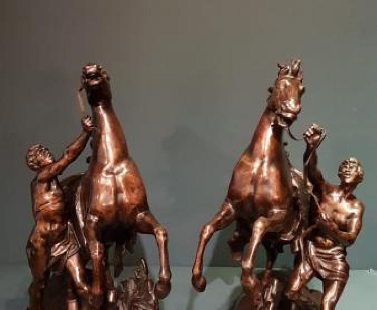 Superb Pair of C.19th Bronze Marley Horses - Image 2