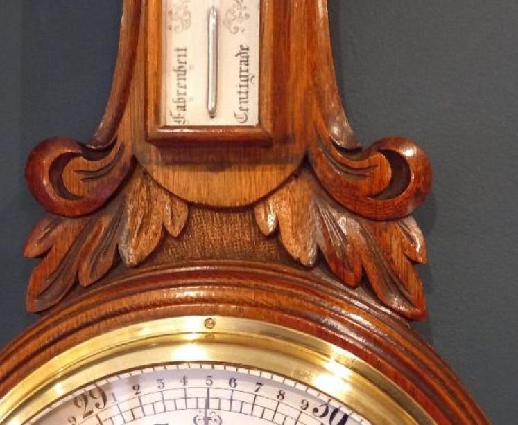 Antique Polished Oak Sunderland Banjo Barometer - Image 3