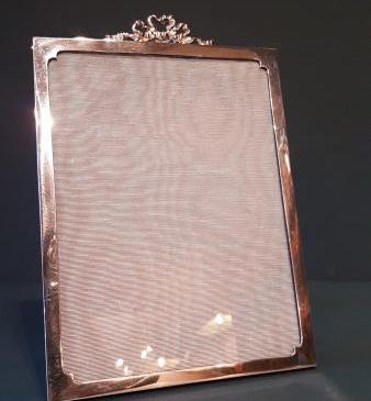 Edwardian Silver Ribbon Crest Photo Frame