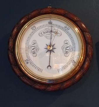 Large Victorian Porcelain Dial Ship's Barometer