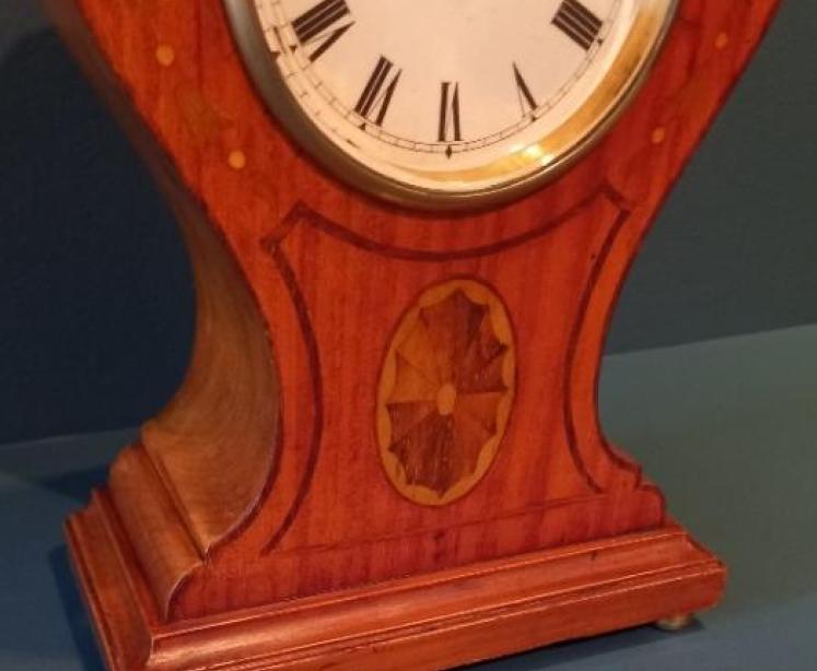Antique Mahogany & Satinwood Sheraton Inlaid Mantel Clock - Image 2