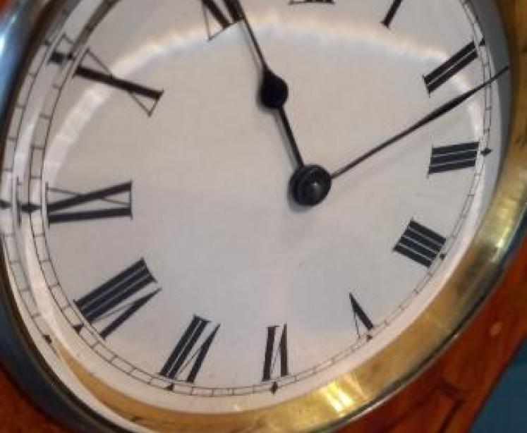 Antique Mahogany & Satinwood Sheraton Inlaid Mantel Clock - Image 4