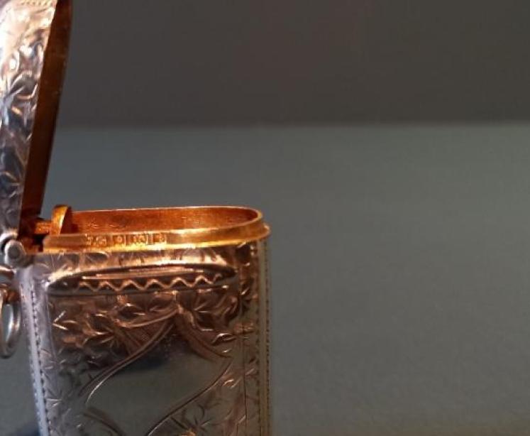 Edwardian Silver Engraved Stamp & Vesta Case - Image 4