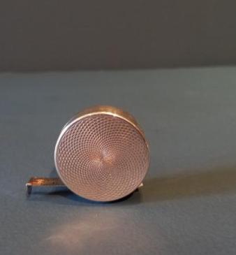 Art Deco Silver Engine Turned Tape Measure