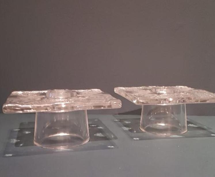 Pair of Lalique Chantily Pattern Candlesticks - Image 2