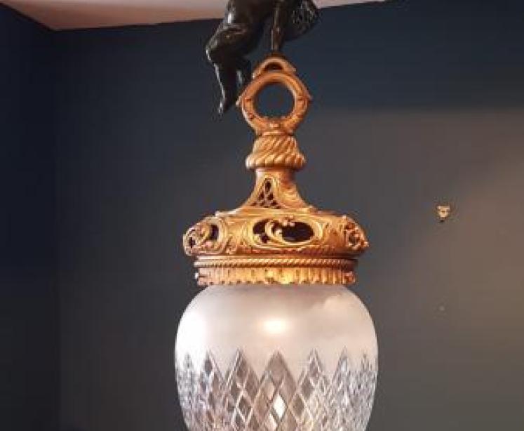 Superb Large Bronze and Ormalu Pendant Light - Image 1