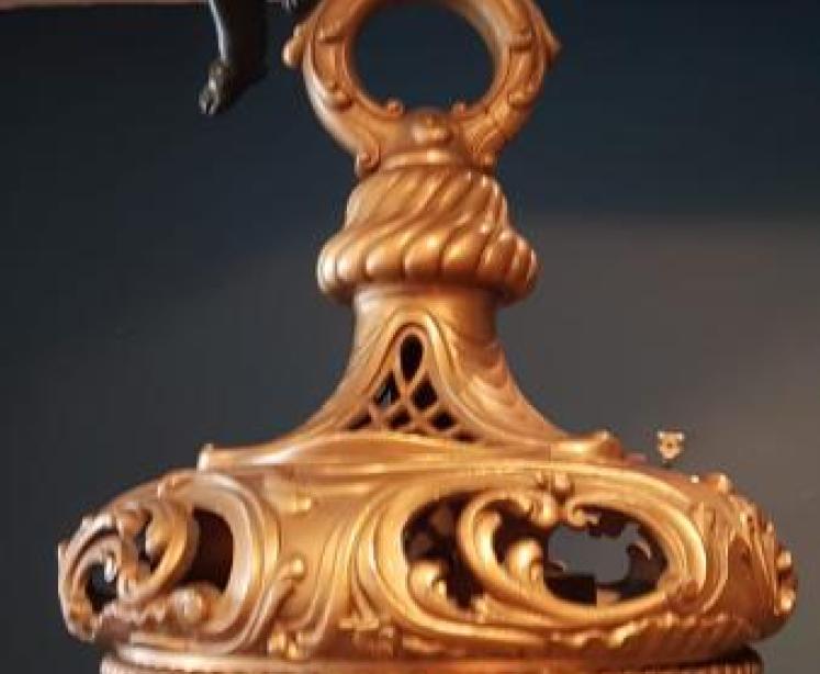 Superb Large Bronze and Ormalu Pendant Light - Image 5