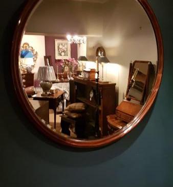 Large Victorian Mahogany Circular Mirror