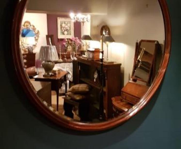 Large Victorian Mahogany Circular Mirror - Image 1
