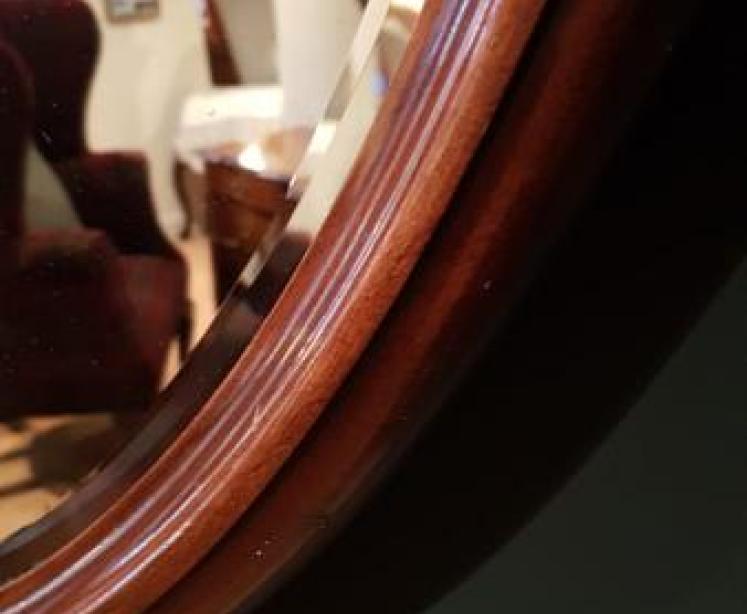 Large Victorian Mahogany Circular Mirror - Image 3