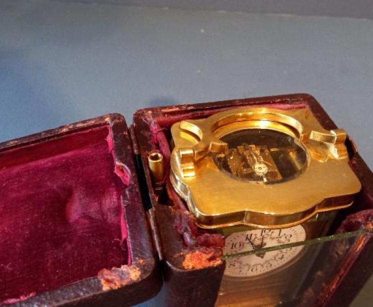 Fine Antique Serpentine Shaped Carriage Clock in Case - Image 6