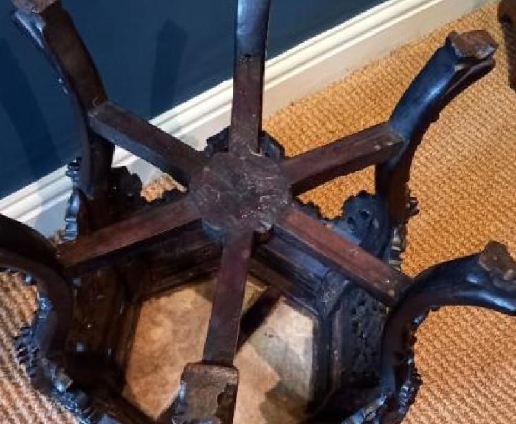Antique Oriental Rosewood Jardiniere Stand - Image 5