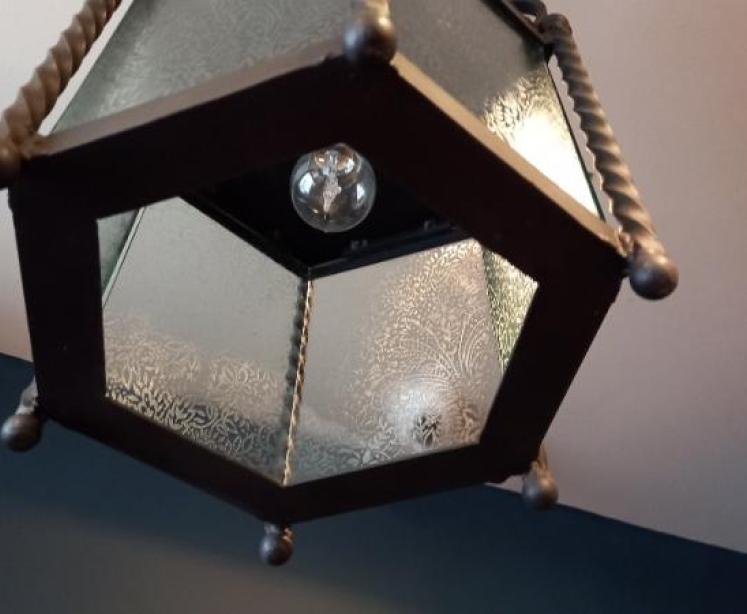 Wrought Iron Hexagonal Hanging Lantern - Image 5