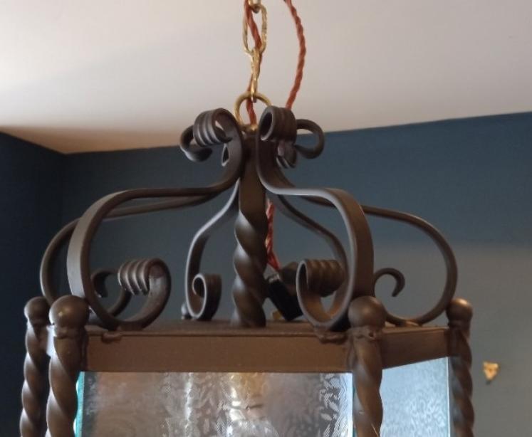 Wrought Iron Hexagonal Hanging Lantern - Image 6