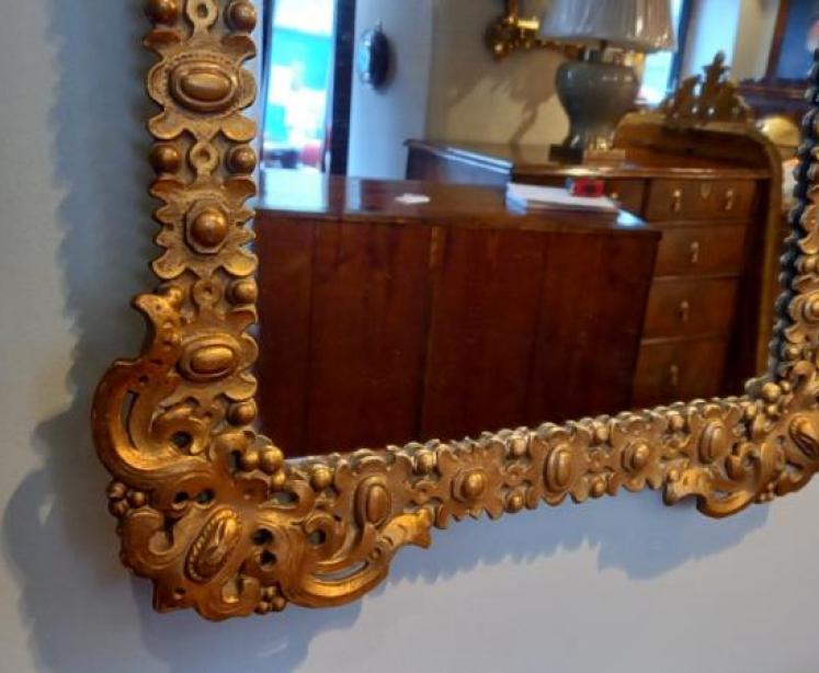 Matching Pair of Antique Plaster Gilt Wall Mirrors - Image 2
