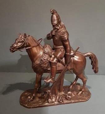 Victorian Bronze Cuirassier on Horseback