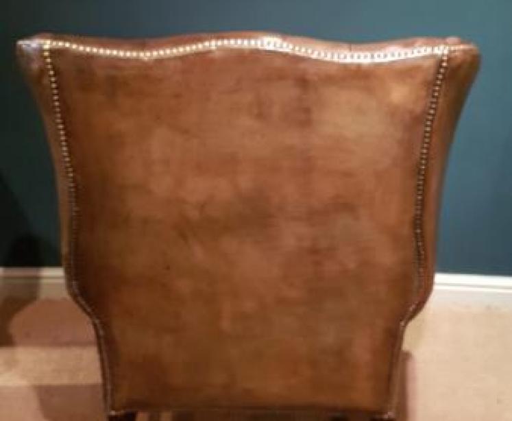 Edwardian Leather Wing Back Arm Chair - Image 3