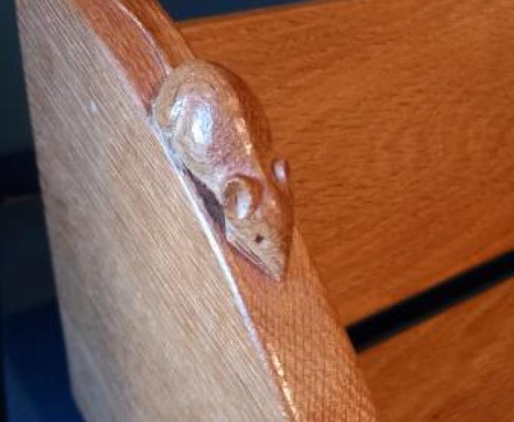 Pair of Mouseman Adzed Oak Book Racks - Image 6
