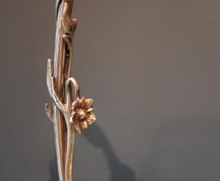 Superb Art Nouveau Cast Brass Table Lamp - Image 3