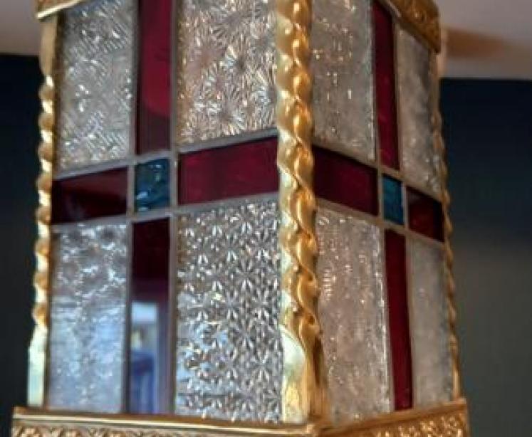 Stained Glass Panel Hall Lantern - Image 2