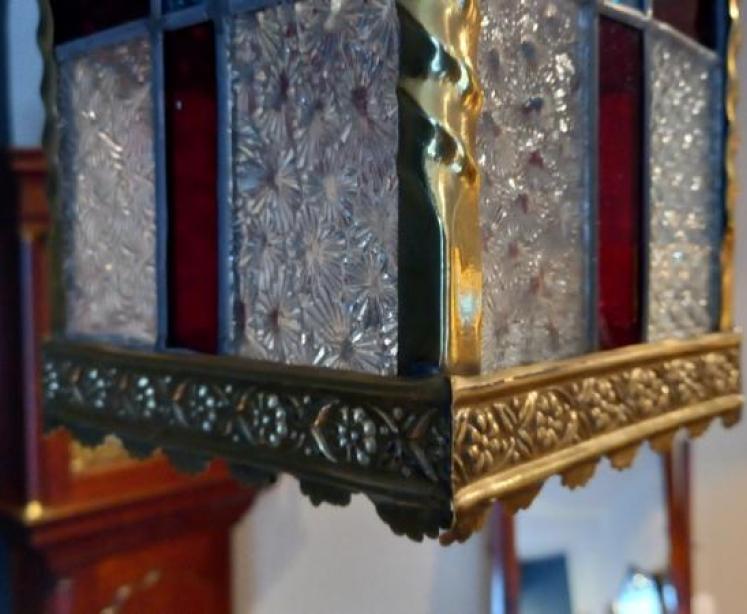 Stained Glass Panel Hall Lantern - Image 4