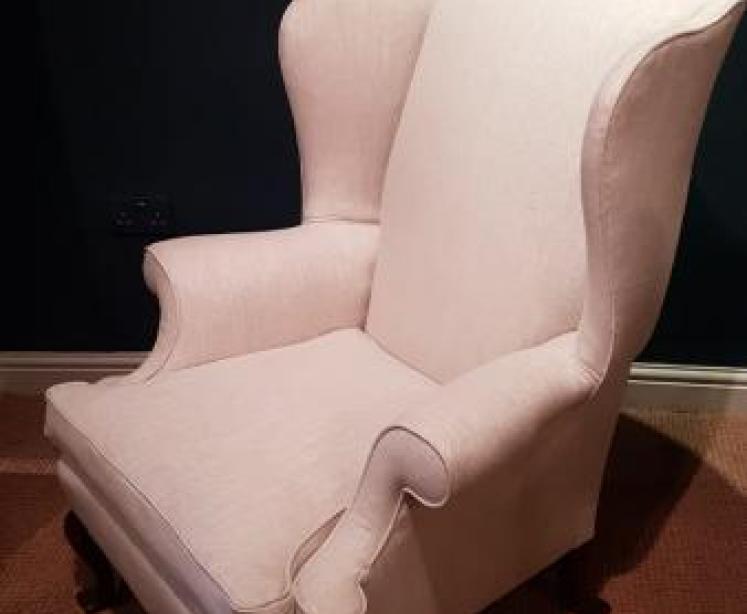 Matching Pair of Edwardian Wing Back Arm Chairs - Image 5