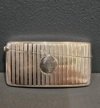 Curved Engine Turned Silver Card Case