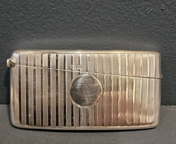 Curved Engine Turned Silver Card Case - Image 1