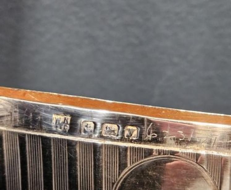 Curved Engine Turned Silver Card Case - Image 5