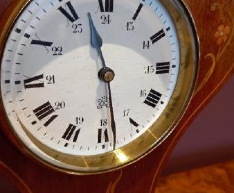 Rare Edwardian Inlaid 24 Hour Dial Mantel Clock - Image 3
