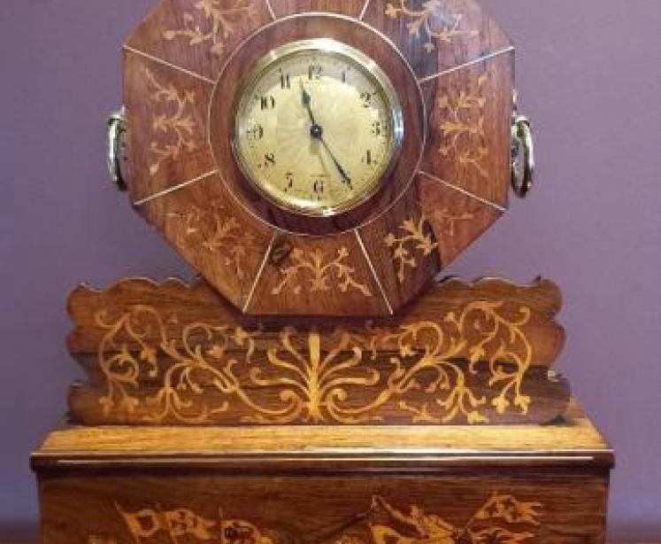 Impressive Victorian Rosewood Inlaid Clock on Stand - Image 1