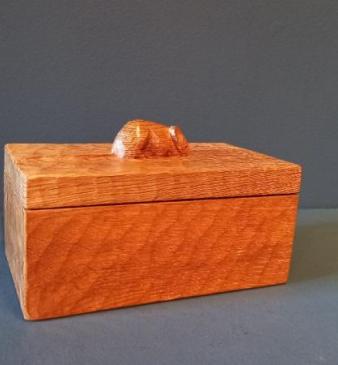 Mouseman Adzed Oak Lidded Box
