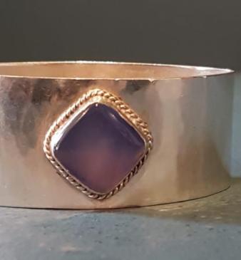 Liberty Planished Silver Moonstone Napkin Ring