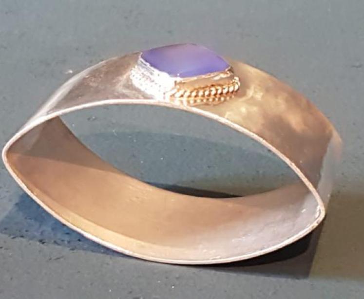 Liberty Planished Silver Moonstone Napkin Ring - Image 2