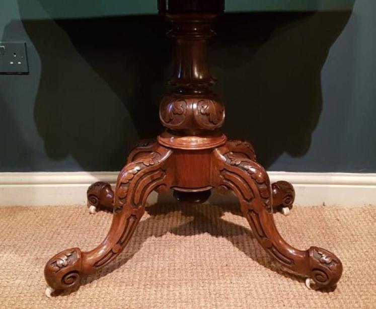 Victorian Burr Walnut Fold Over Card Table - Image 4