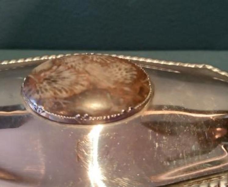 Antique Silver Shaped Table Box with Gemstone - Image 3
