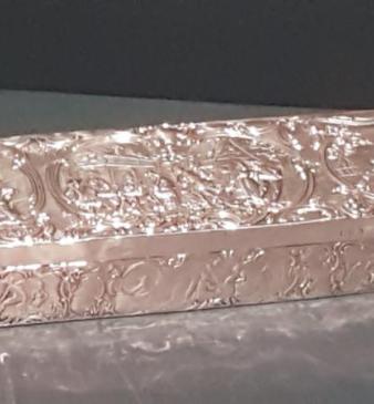 Fine Quality Embossed Silver Glove Box