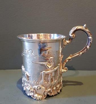 Fine Quality Victorian Silver Tankard with Pheasant Shooting Scene