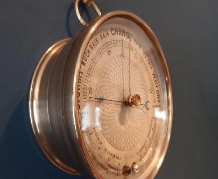 Antique Twin Thermometer Marine Barometer - Image 6