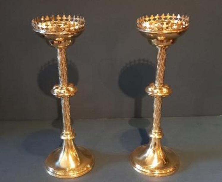 Superb Pair of Mid Victorian Brass Church Candlesticks - Image 1