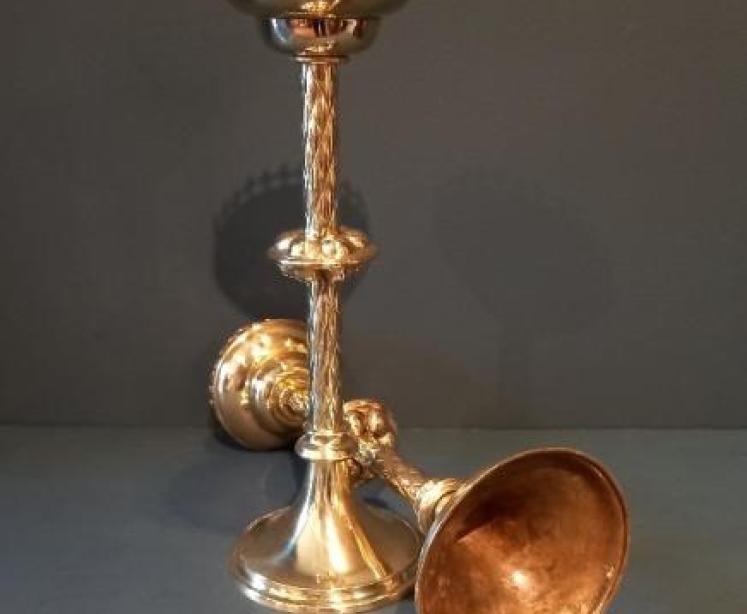 Superb Pair of Mid Victorian Brass Church Candlesticks - Image 5